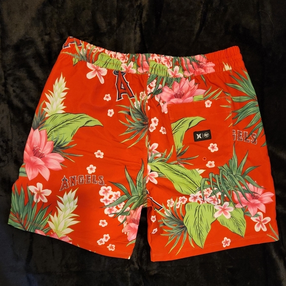 MENS HURLEY PHANTOM LOS ANGELES ANGELS FLORAL SWIM BOARD SHORTS SIZE M - Picture 2 of 7